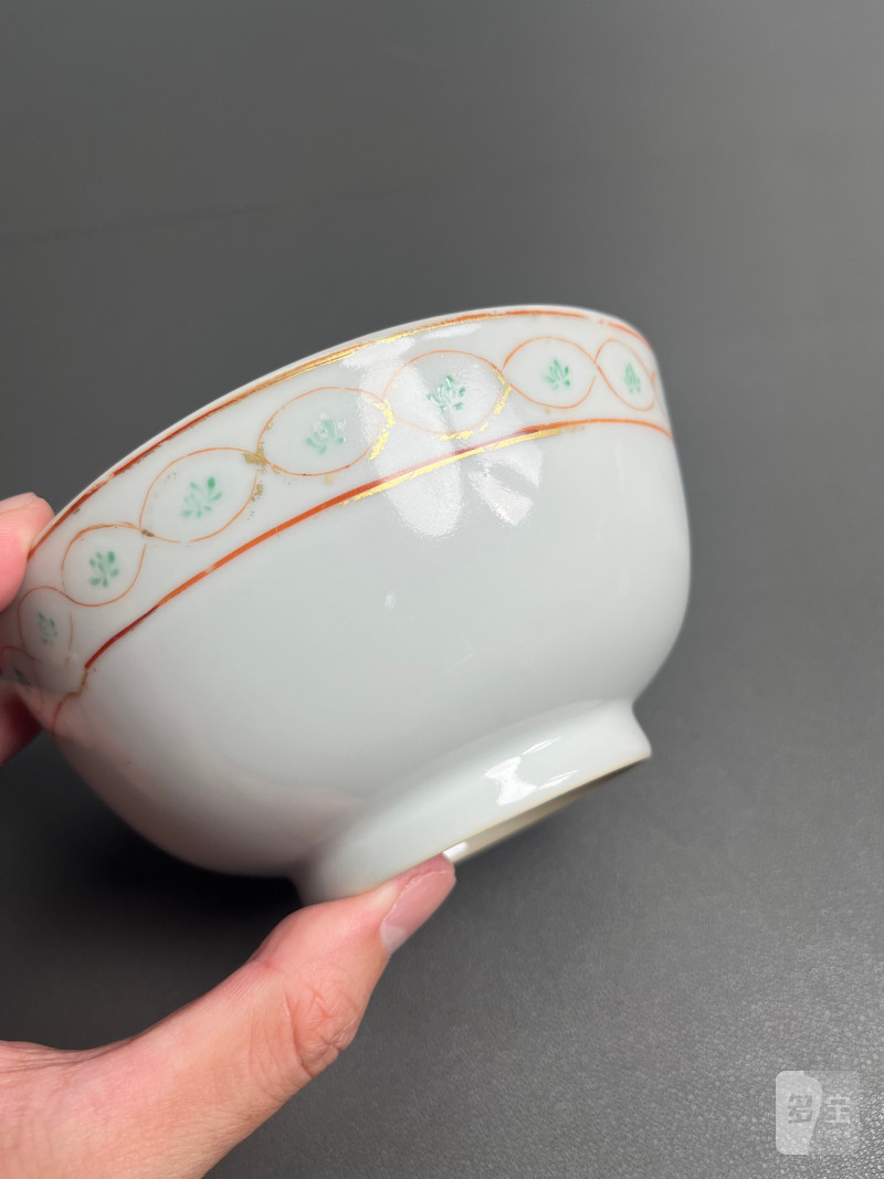清乾隆  红绿彩阿拉伯文碗（带老盒） - 图17